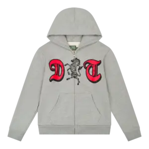 DT Zebra Crest Zip-up Hoodie Grey