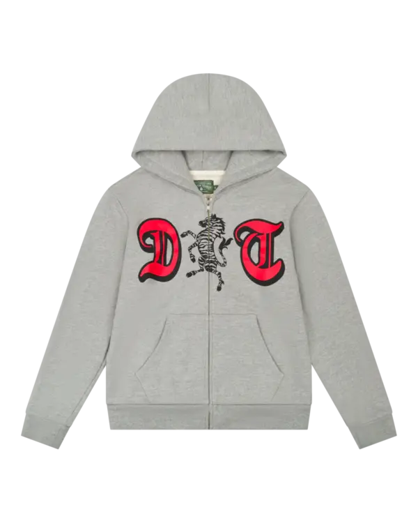 DT Zebra Crest Zip-up Hoodie Grey