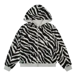 Zebra Sherling Lined Reversible Zip-up Hoodie