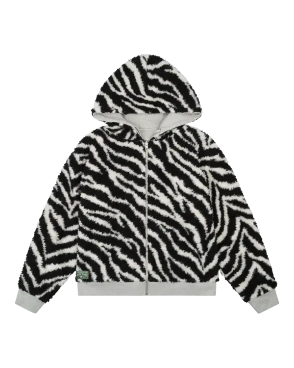 Zebra Sherling Lined Reversible Zip-up Hoodie